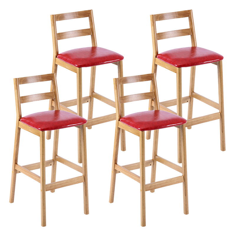 Taburete de bar y mostrador de madera maciza moderno, taburete de bar con respaldo bajo y patas de madera