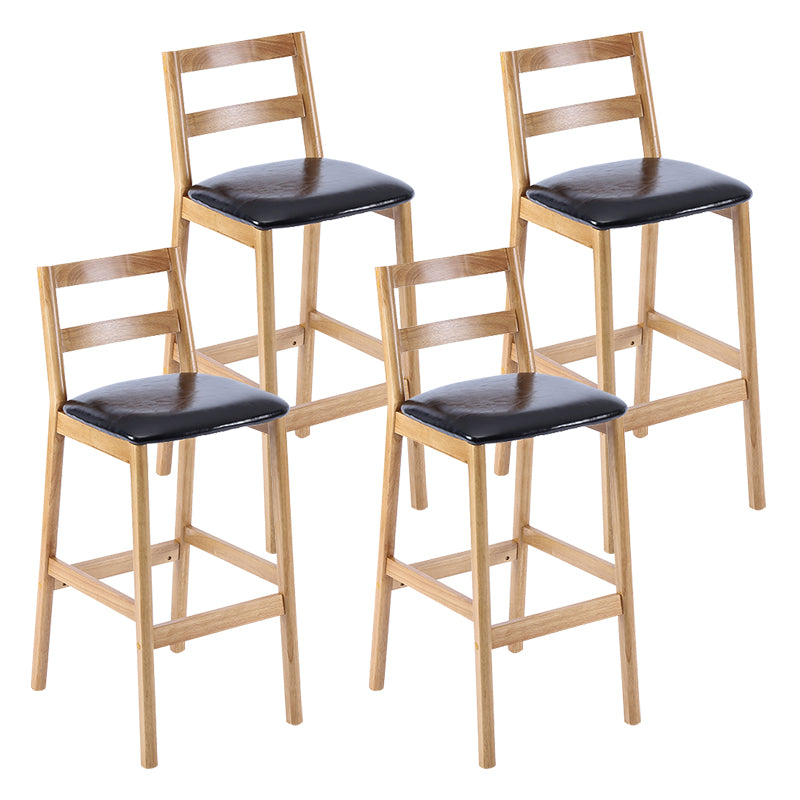 Taburete de bar y mostrador de madera maciza moderno, taburete de bar con respaldo bajo y patas de madera