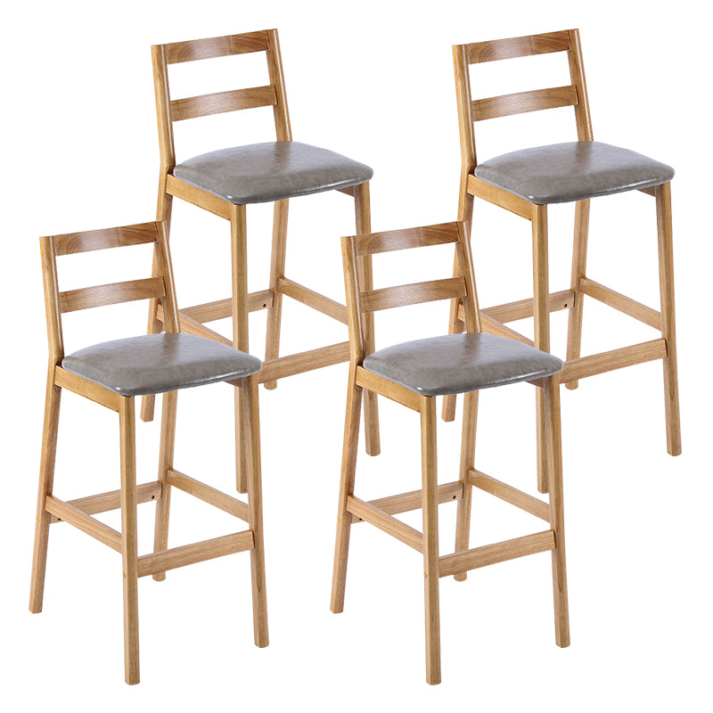 Taburete de bar y mostrador de madera maciza moderno, taburete de bar con respaldo bajo y patas de madera