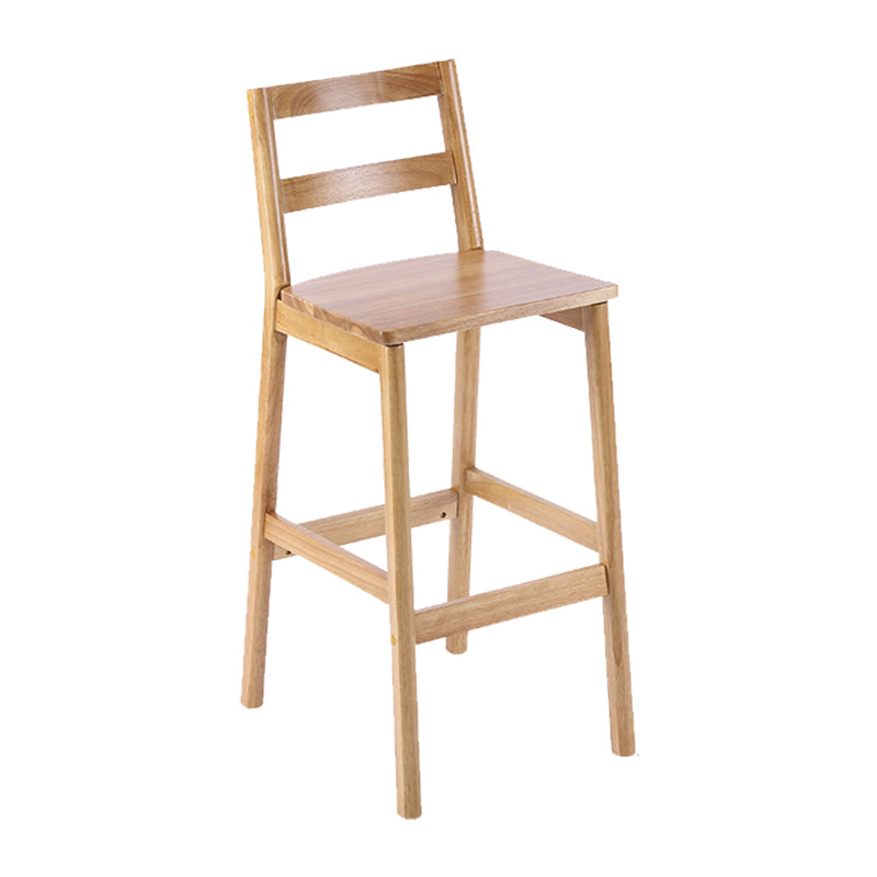 Taburete de bar y mostrador de madera maciza moderno, taburete de bar con respaldo bajo y patas de madera