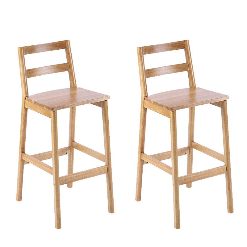 Taburete de bar y mostrador de madera maciza moderno, taburete de bar con respaldo bajo y patas de madera