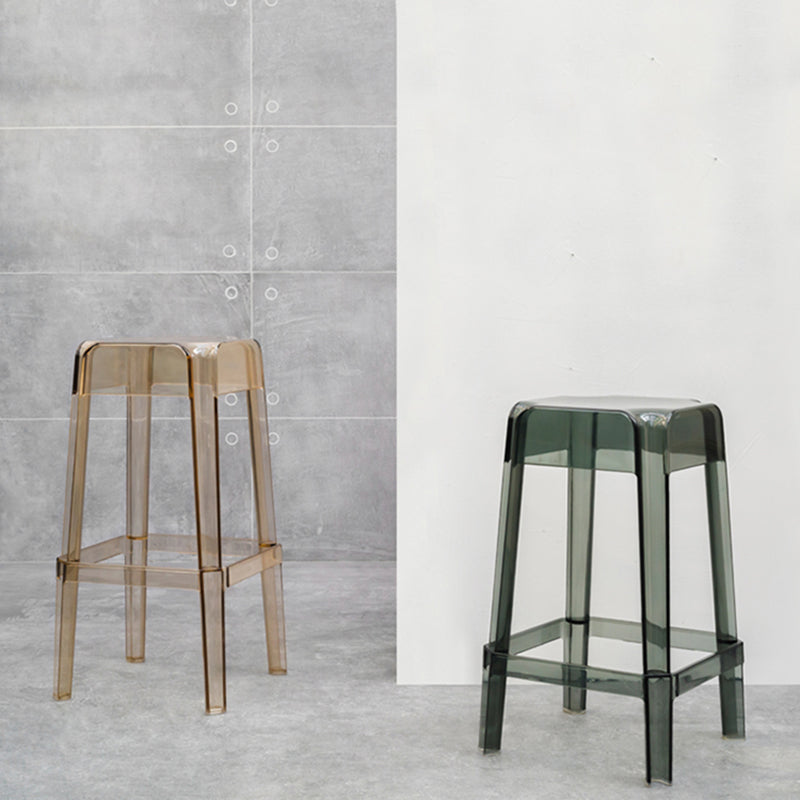 Tabouret de bar en plastique sans dossier moderne, repose-pieds carré, tabouret d'intérieur empilable