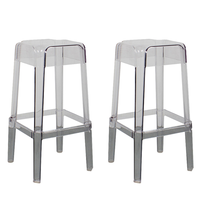 Tabouret de bar en plastique sans dossier moderne, repose-pieds carré, tabouret d'intérieur empilable