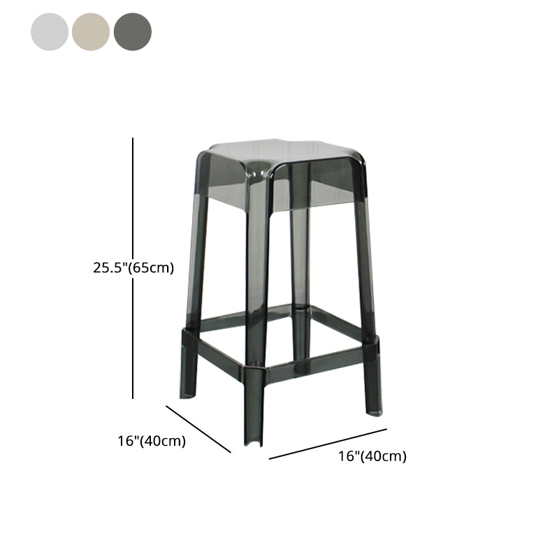 Tabouret de bar en plastique sans dossier moderne, repose-pieds carré, tabouret d'intérieur empilable
