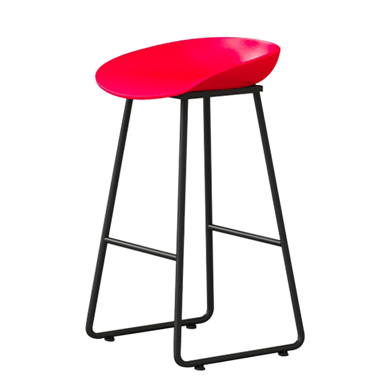 Contemporary Bucket Counter Bar Stool Armless Plastic Bar Stool with Footrest, Iron Base