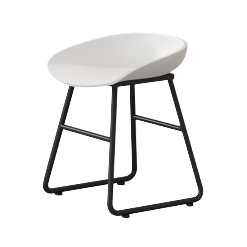 Contemporary Bucket Counter Bar Stool Armless Plastic Bar Stool with Footrest, Iron Base