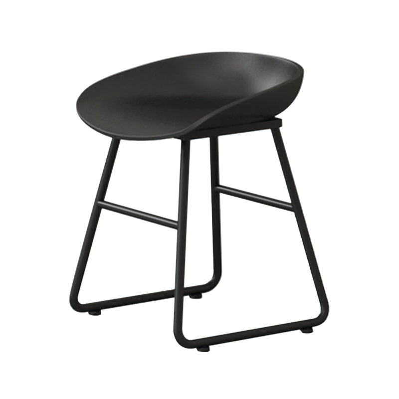 Contemporary Bucket Counter Bar Stool Armless Plastic Bar Stool with Footrest, Iron Base