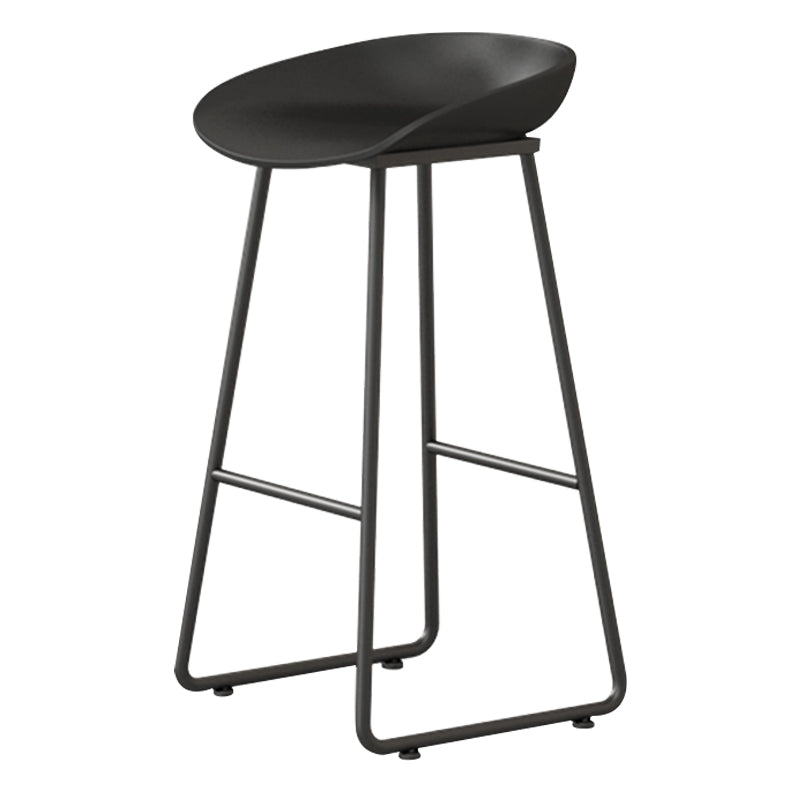 Contemporary Bucket Counter Bar Stool Armless Plastic Bar Stool with Footrest, Iron Base