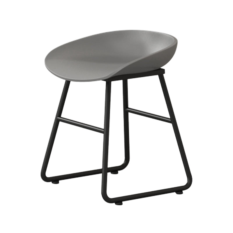 Contemporary Bucket Counter Bar Stool Armless Plastic Bar Stool with Footrest, Iron Base