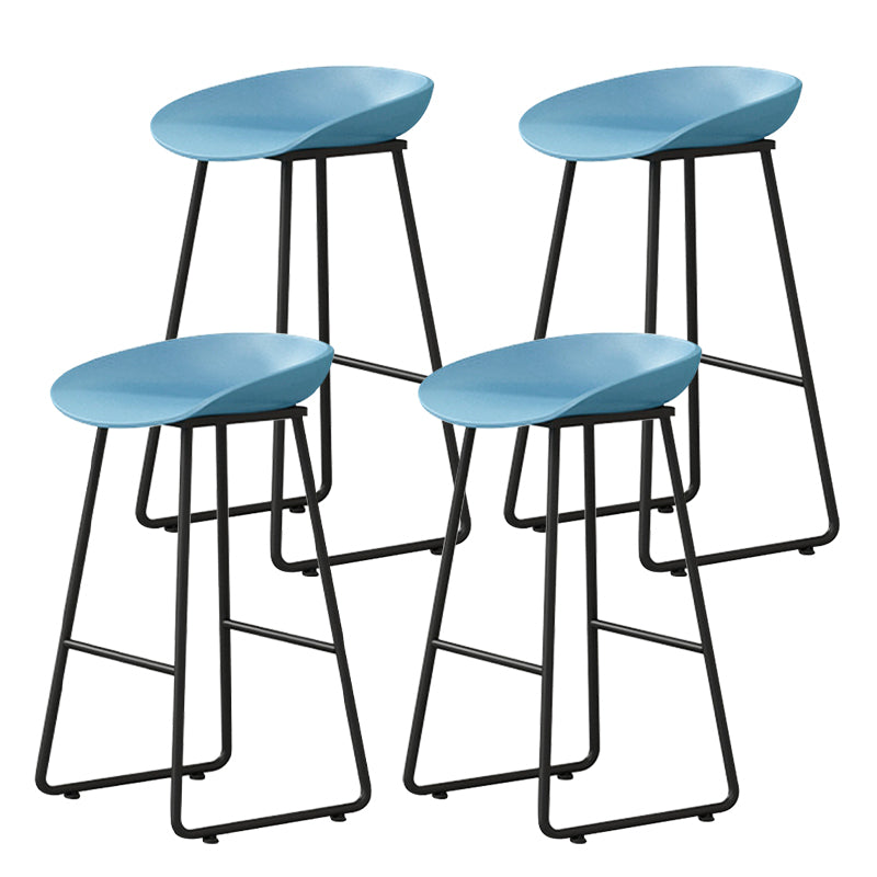 Contemporary Bucket Counter Bar Stool Armless Plastic Bar Stool with Footrest, Iron Base