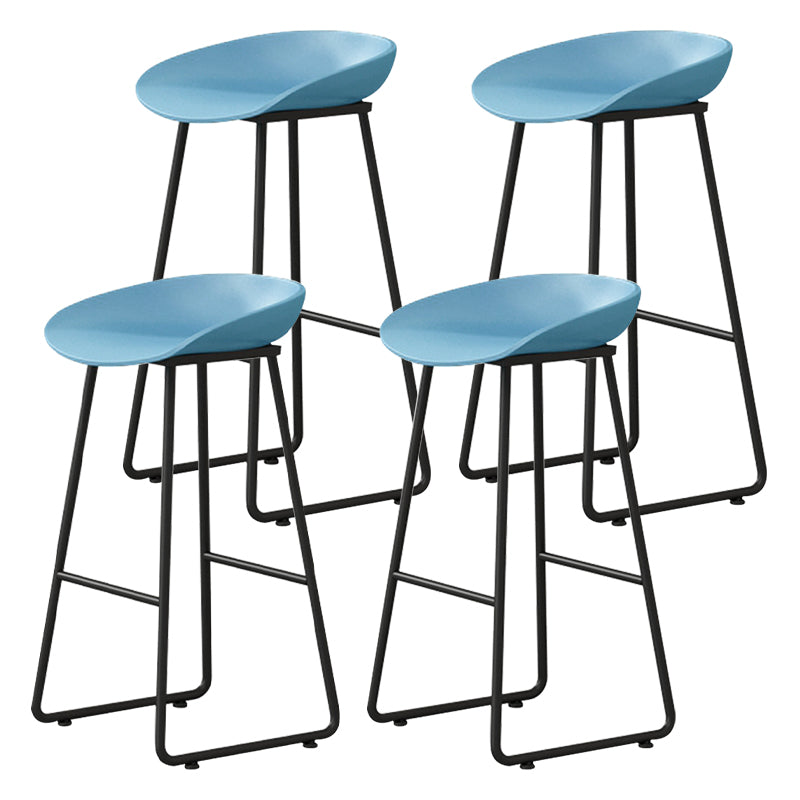 Contemporary Bucket Counter Bar Stool Armless Plastic Bar Stool with Footrest, Iron Base