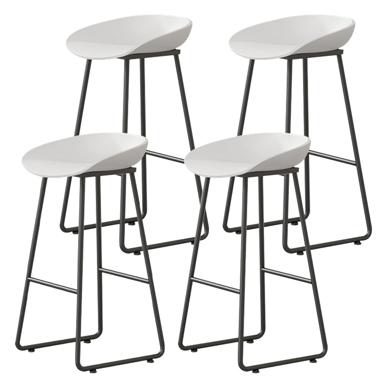 Contemporary Bucket Counter Bar Stool Armless Plastic Bar Stool with Footrest, Iron Base