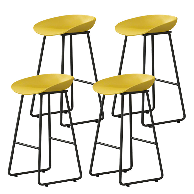 Contemporary Bucket Counter Bar Stool Armless Plastic Bar Stool with Footrest, Iron Base