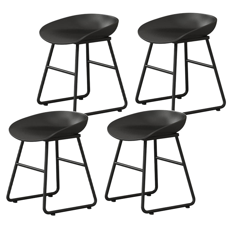 Contemporary Bucket Counter Bar Stool Armless Plastic Bar Stool with Footrest, Iron Base