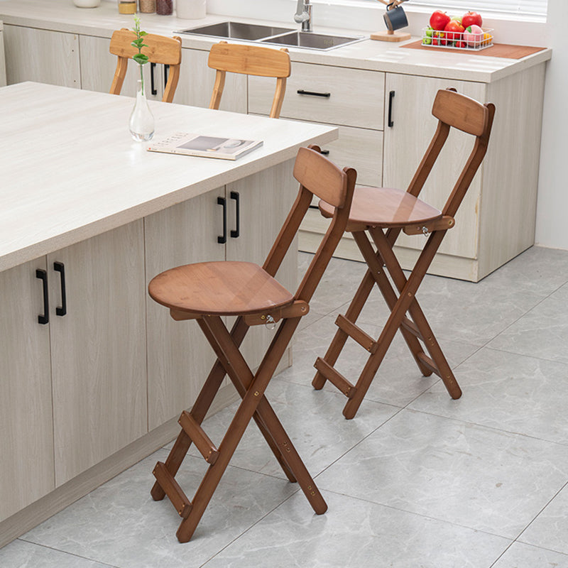 Contemporary Folding Counter Bar Stool Armless Wood Bar Stool with Footrest