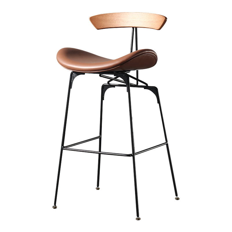Modern Armless Backrest Counter Stool Iron Milk Tea Shop Bar Stool with Cushion and Pedal