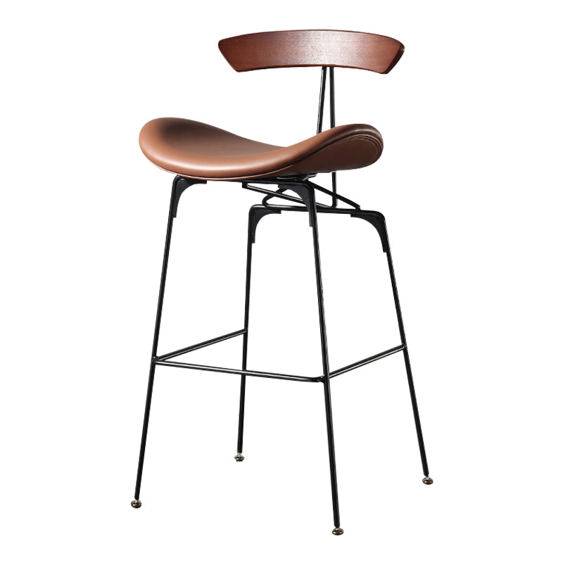 Modern Armless Backrest Counter Stool Iron Milk Tea Shop Bar Stool with Cushion and Pedal