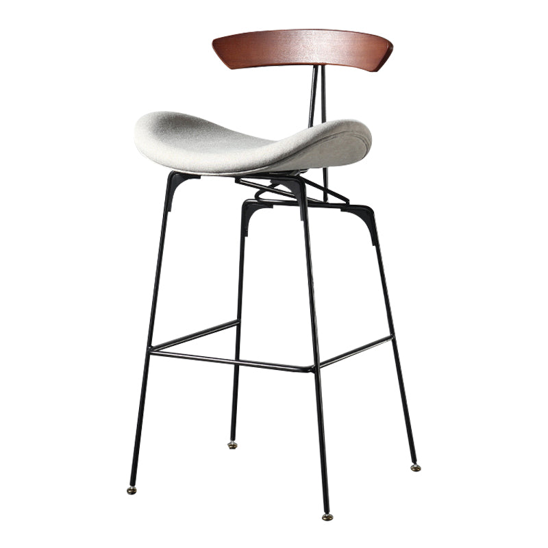 Modern Armless Backrest Counter Stool Iron Milk Tea Shop Bar Stool with Cushion and Pedal
