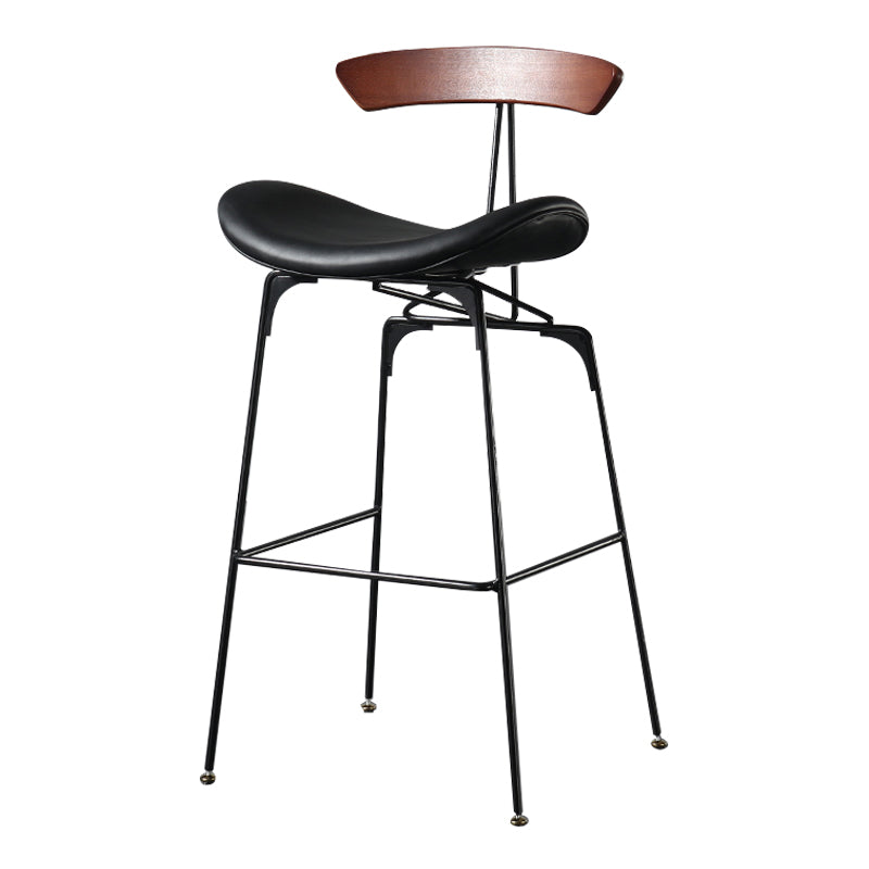 Modern Armless Backrest Counter Stool Iron Milk Tea Shop Bar Stool with Cushion and Pedal