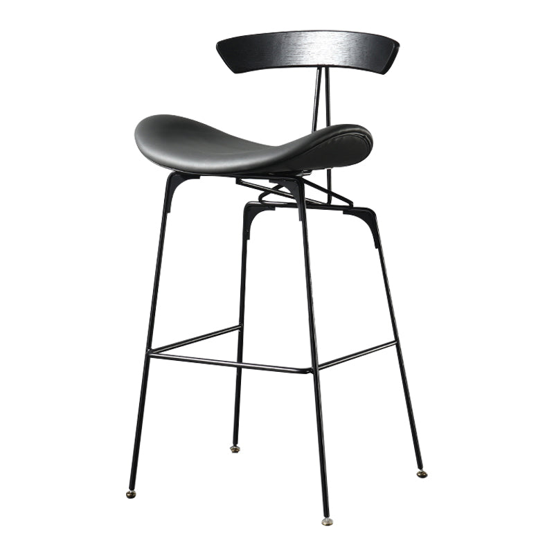 Modern Armless Backrest Counter Stool Iron Milk Tea Shop Bar Stool with Cushion and Pedal
