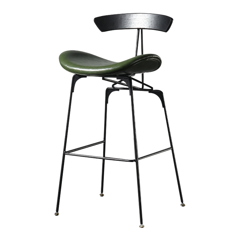 Modern Armless Backrest Counter Stool Iron Milk Tea Shop Bar Stool with Cushion and Pedal