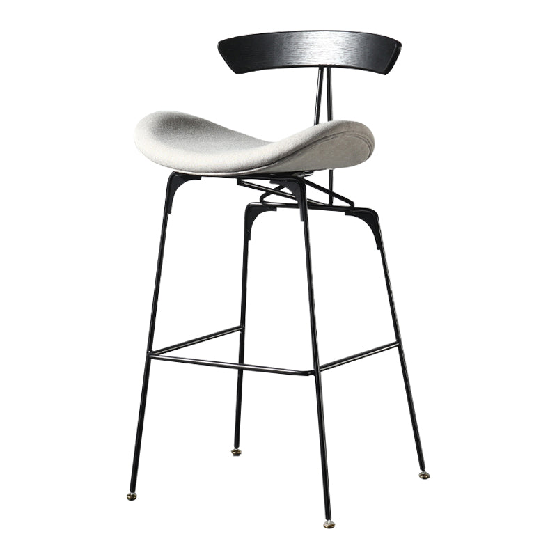 Modern Armless Backrest Counter Stool Iron Milk Tea Shop Bar Stool with Cushion and Pedal