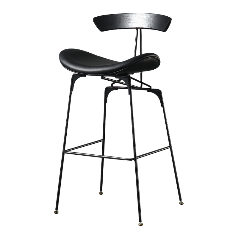 Modern Armless Backrest Counter Stool Iron Milk Tea Shop Bar Stool with Cushion and Pedal