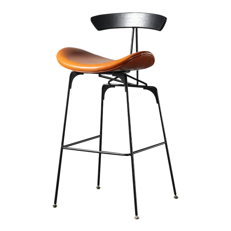 Modern Armless Backrest Counter Stool Iron Milk Tea Shop Bar Stool with Cushion and Pedal