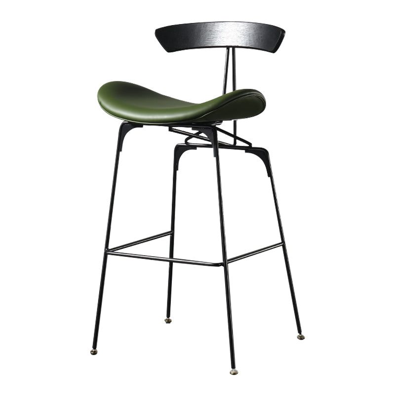 Modern Armless Backrest Counter Stool Iron Milk Tea Shop Bar Stool with Cushion and Pedal