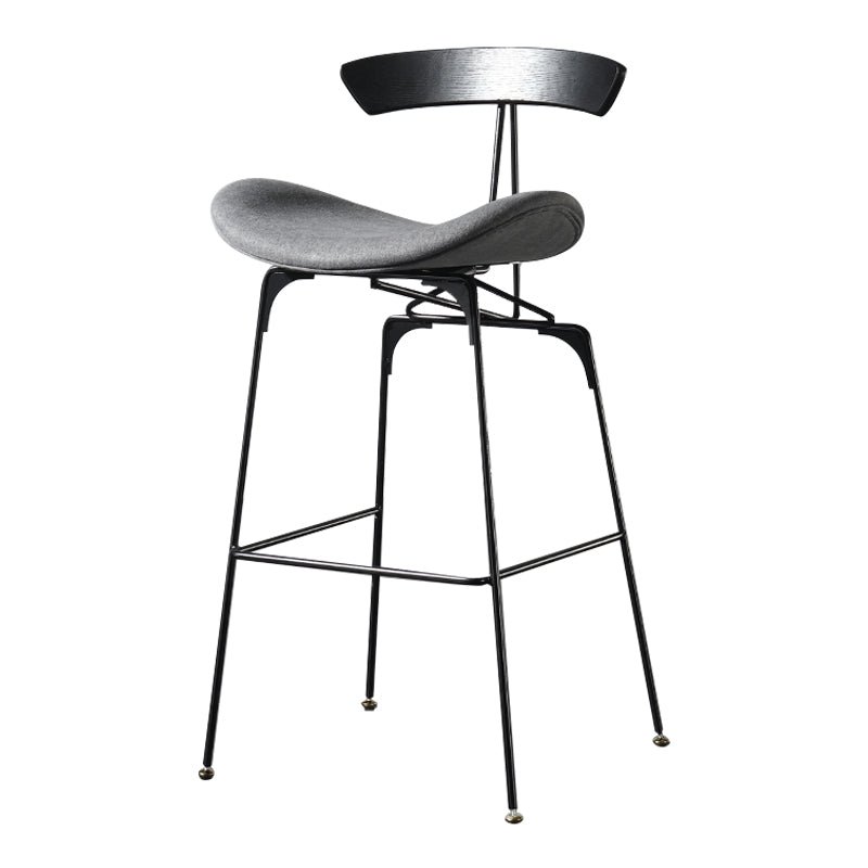 Modern Armless Backrest Counter Stool Iron Milk Tea Shop Bar Stool with Cushion and Pedal