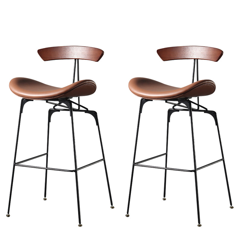 Modern Armless Backrest Counter Stool Iron Milk Tea Shop Bar Stool with Cushion and Pedal