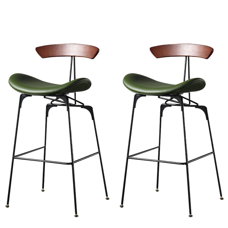 Modern Armless Backrest Counter Stool Iron Milk Tea Shop Bar Stool with Cushion and Pedal
