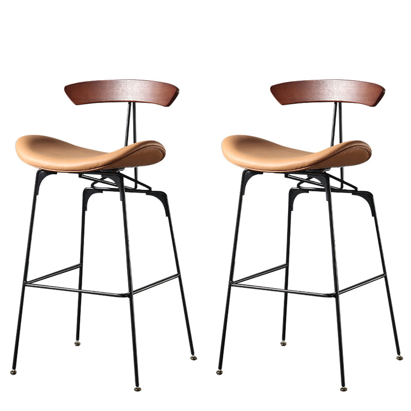 Modern Armless Backrest Counter Stool Iron Milk Tea Shop Bar Stool with Cushion and Pedal