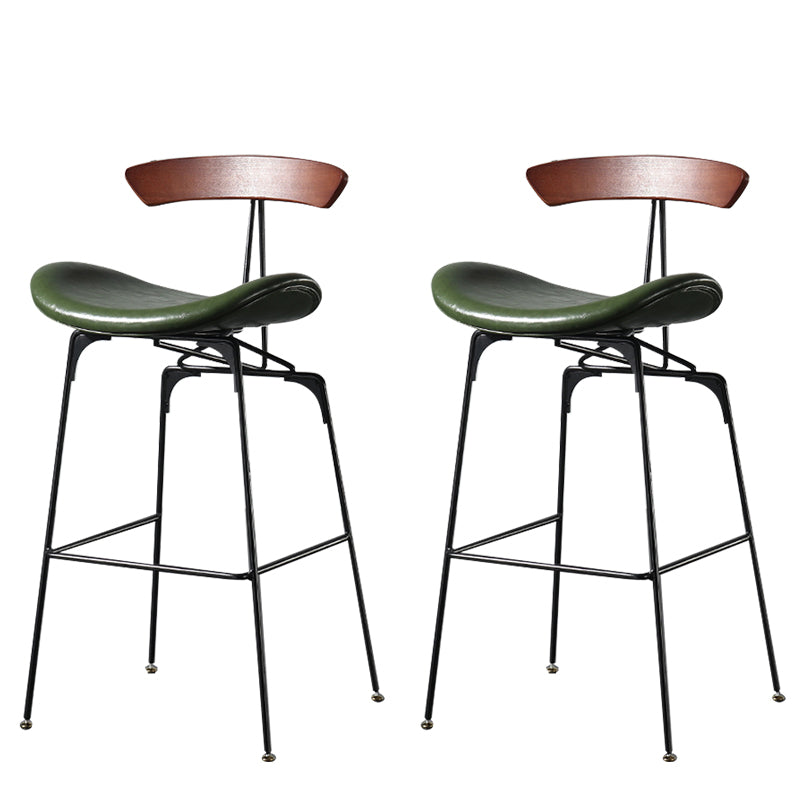 Modern Armless Backrest Counter Stool Iron Milk Tea Shop Bar Stool with Cushion and Pedal