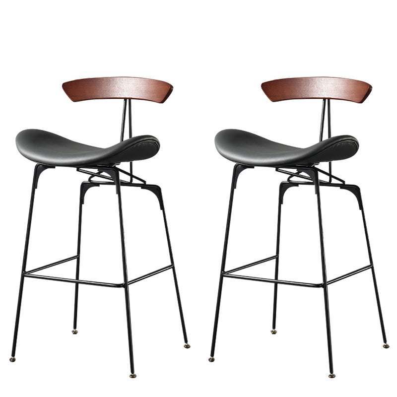 Modern Armless Backrest Counter Stool Iron Milk Tea Shop Bar Stool with Cushion and Pedal