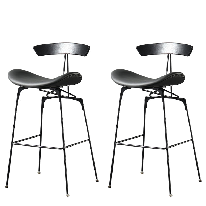 Modern Armless Backrest Counter Stool Iron Milk Tea Shop Bar Stool with Cushion and Pedal