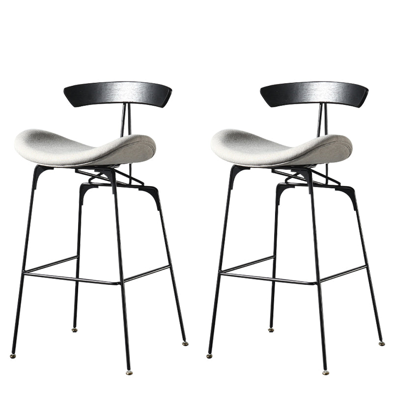 Modern Armless Backrest Counter Stool Iron Milk Tea Shop Bar Stool with Cushion and Pedal