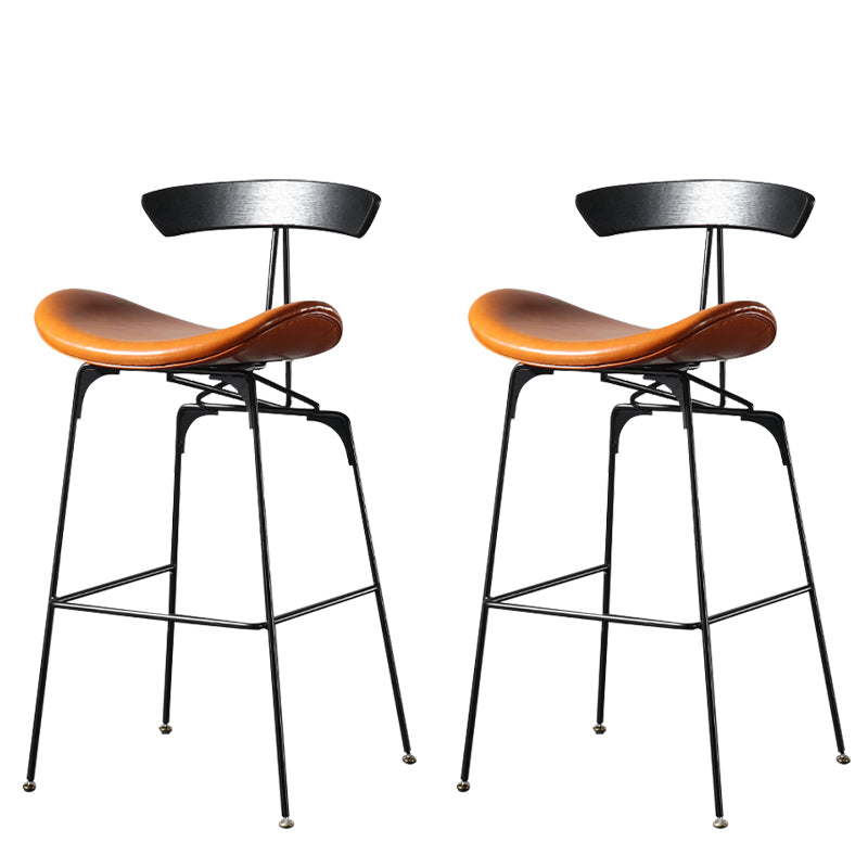 Modern Armless Backrest Counter Stool Iron Milk Tea Shop Bar Stool with Cushion and Pedal