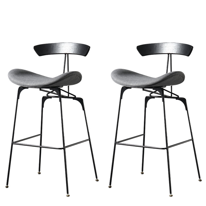Modern Armless Backrest Counter Stool Iron Milk Tea Shop Bar Stool with Cushion and Pedal