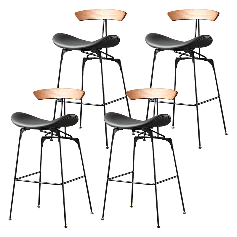 Modern Armless Backrest Counter Stool Iron Milk Tea Shop Bar Stool with Cushion and Pedal