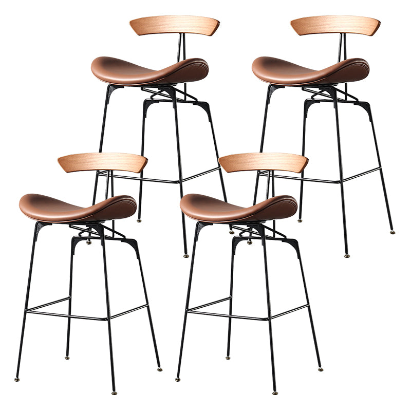 Modern Armless Backrest Counter Stool Iron Milk Tea Shop Bar Stool with Cushion and Pedal