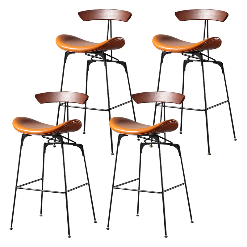 Modern Armless Backrest Counter Stool Iron Milk Tea Shop Bar Stool with Cushion and Pedal