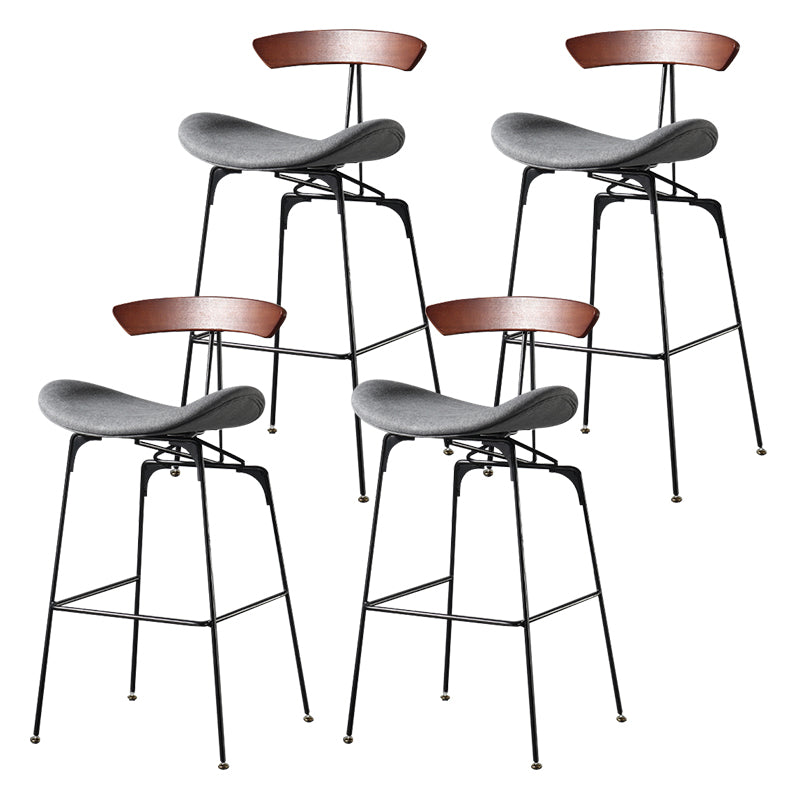 Modern Armless Backrest Counter Stool Iron Milk Tea Shop Bar Stool with Cushion and Pedal