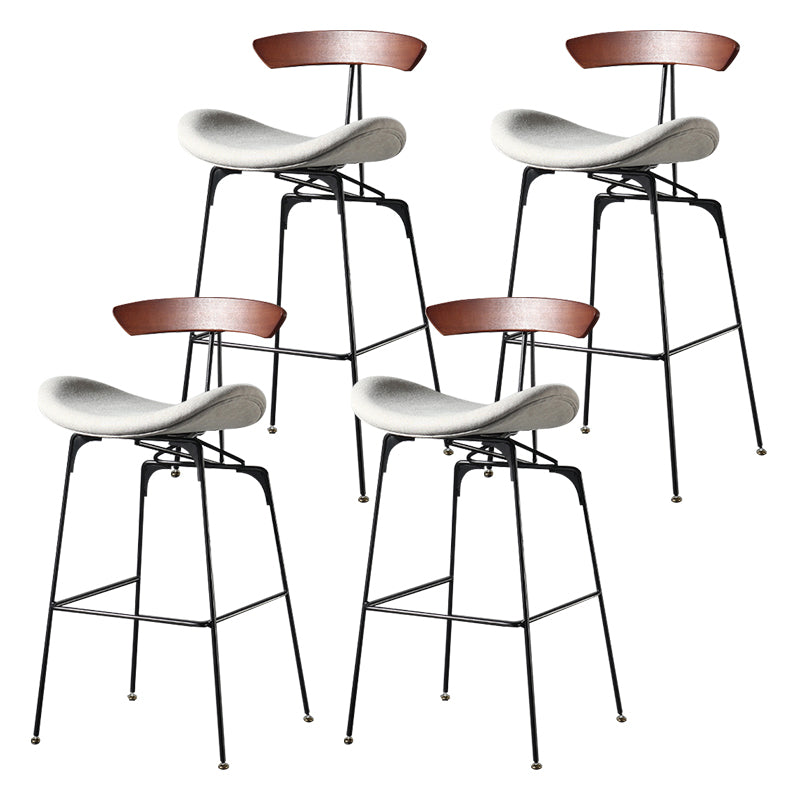 Modern Armless Backrest Counter Stool Iron Milk Tea Shop Bar Stool with Cushion and Pedal