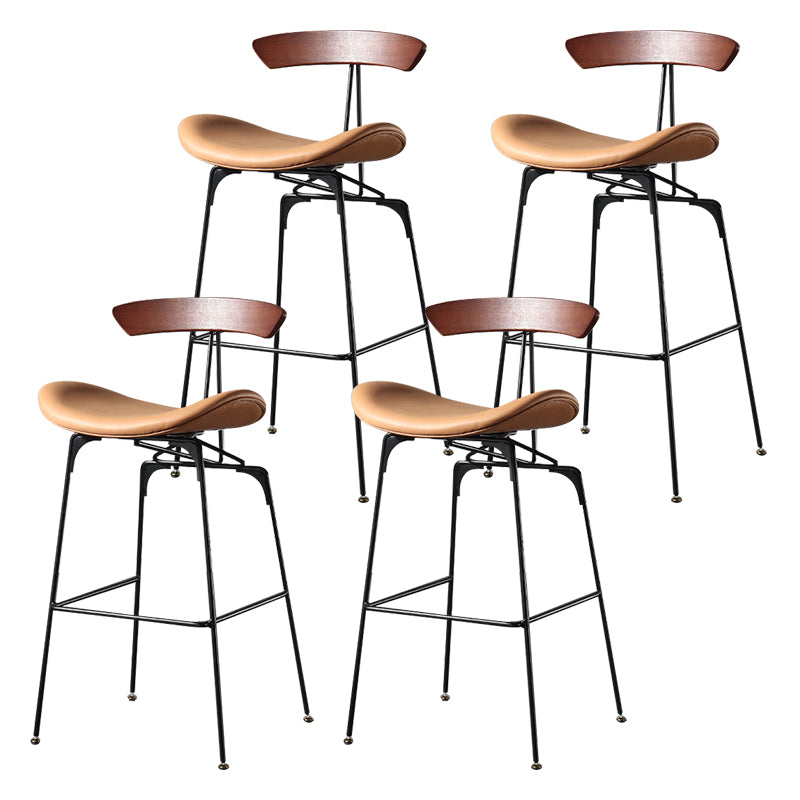 Modern Armless Backrest Counter Stool Iron Milk Tea Shop Bar Stool with Cushion and Pedal
