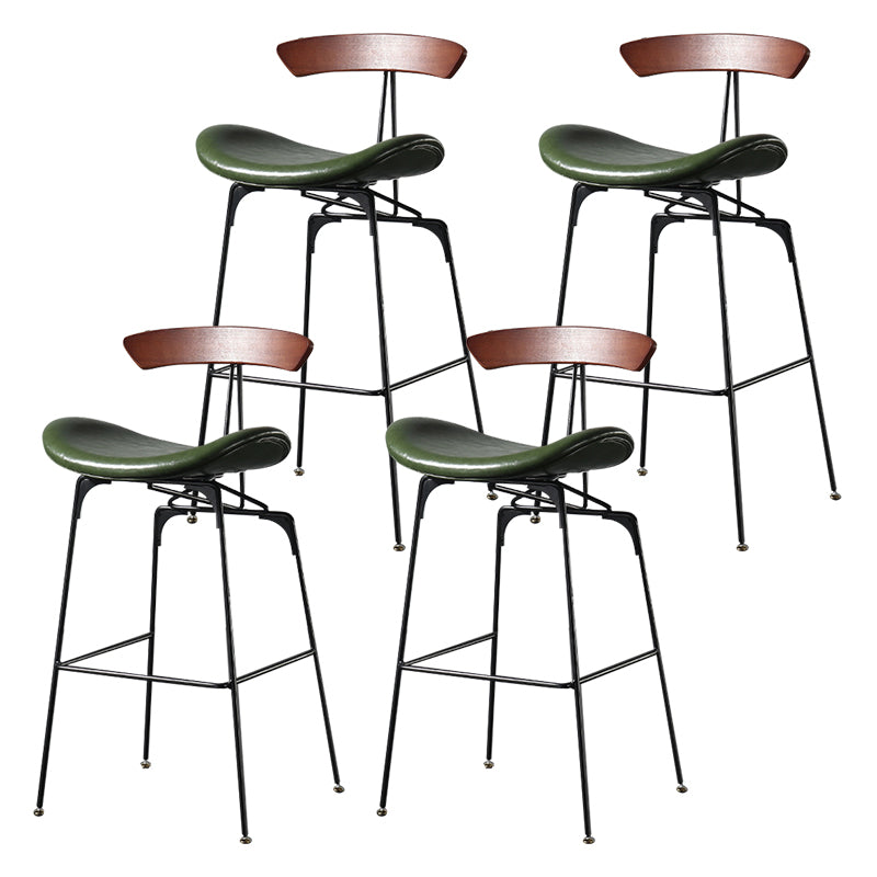 Modern Armless Backrest Counter Stool Iron Milk Tea Shop Bar Stool with Cushion and Pedal