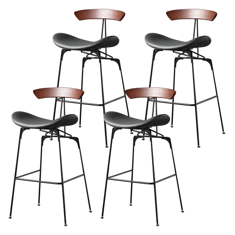 Modern Armless Backrest Counter Stool Iron Milk Tea Shop Bar Stool with Cushion and Pedal
