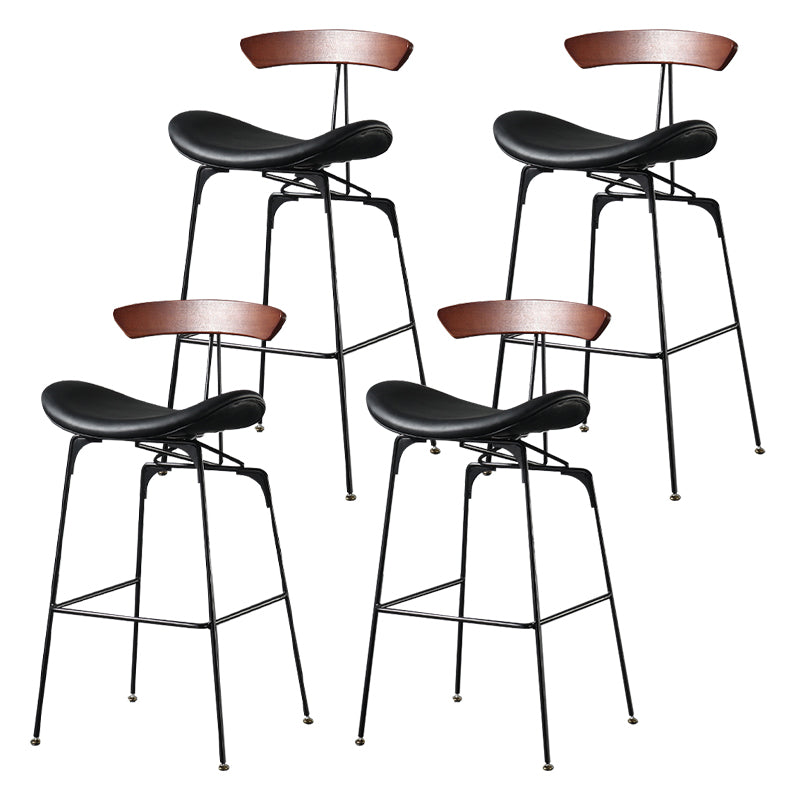 Modern Armless Backrest Counter Stool Iron Milk Tea Shop Bar Stool with Cushion and Pedal