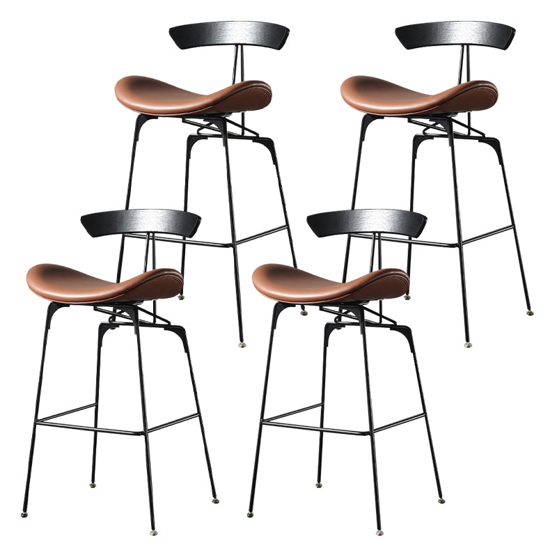 Modern Armless Backrest Counter Stool Iron Milk Tea Shop Bar Stool with Cushion and Pedal