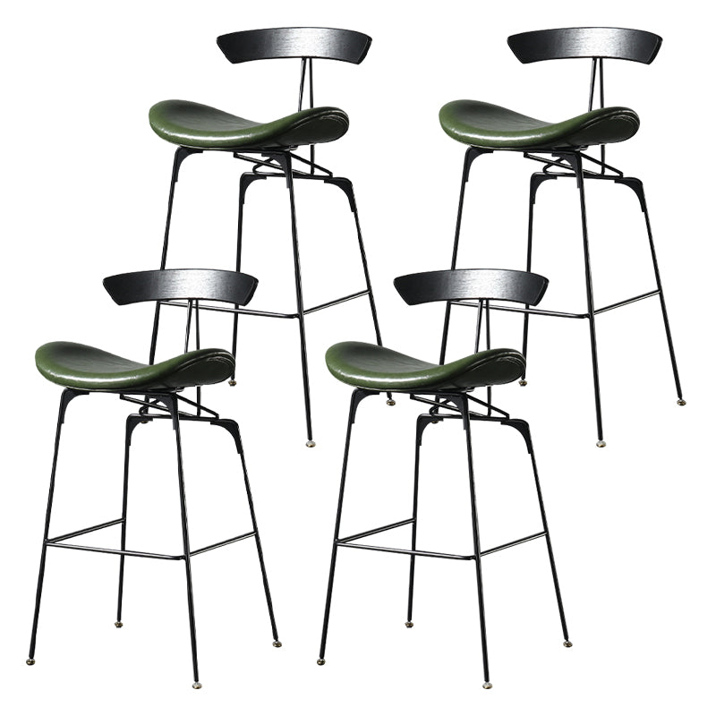 Modern Armless Backrest Counter Stool Iron Milk Tea Shop Bar Stool with Cushion and Pedal
